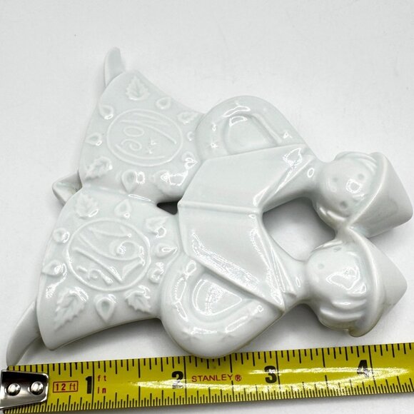 Vtg Porcelain Christmas Limoges Ornament Caroling Angels 1974 4.5" White - Picture 2 of 9